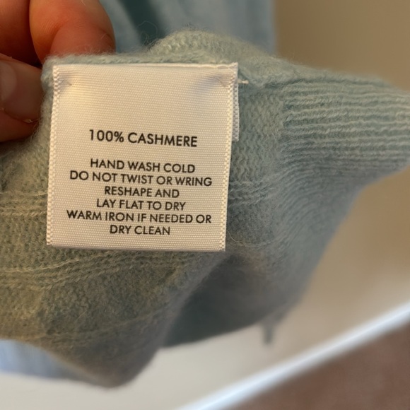 White + Warren Light Blue 100% Cashmere Open Front Cardigan Size Large - Picture 3 of 8